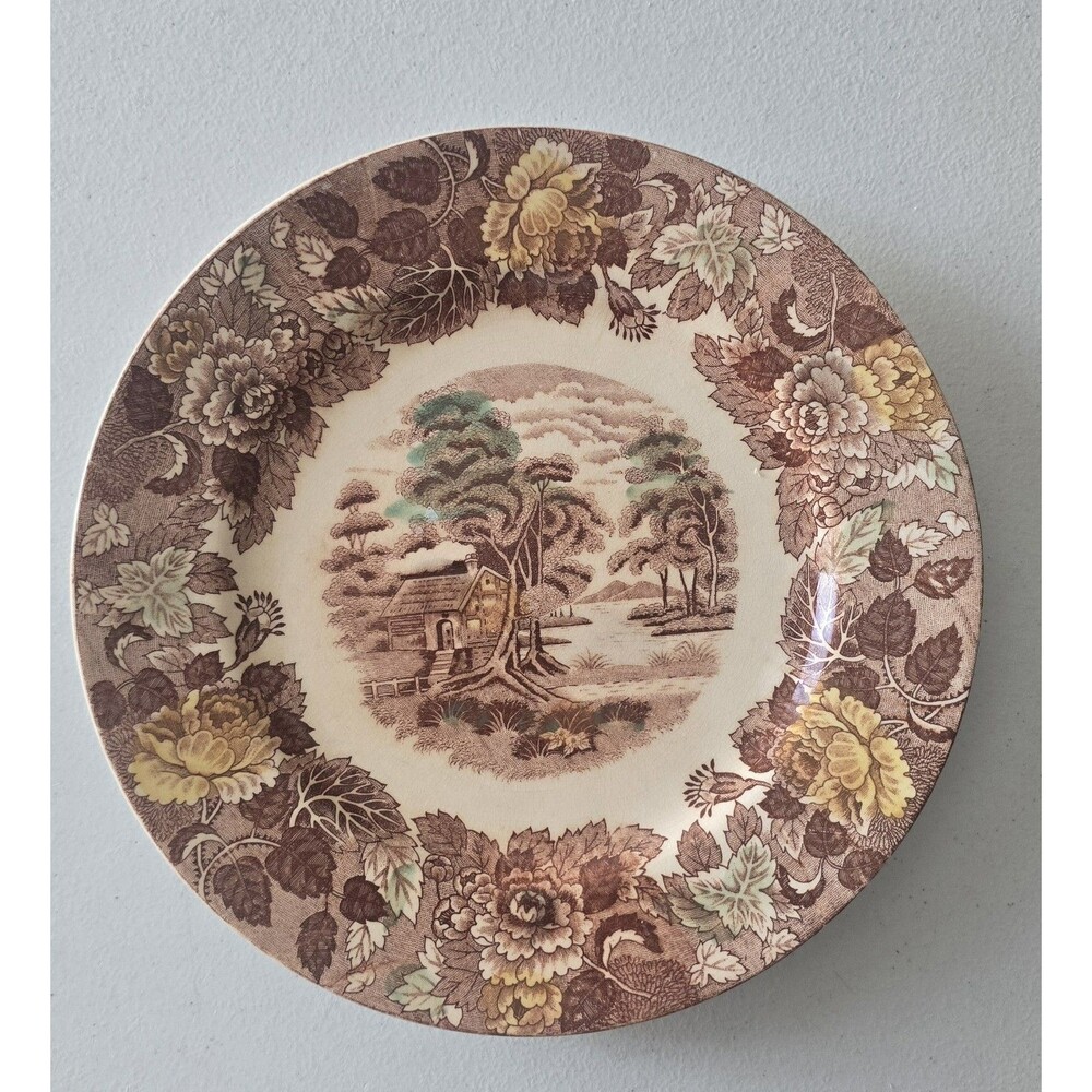 Dinner Plate 10-3/8" Nasco Mountain Wood-Land Woodland Wood Land * READ Autumn
